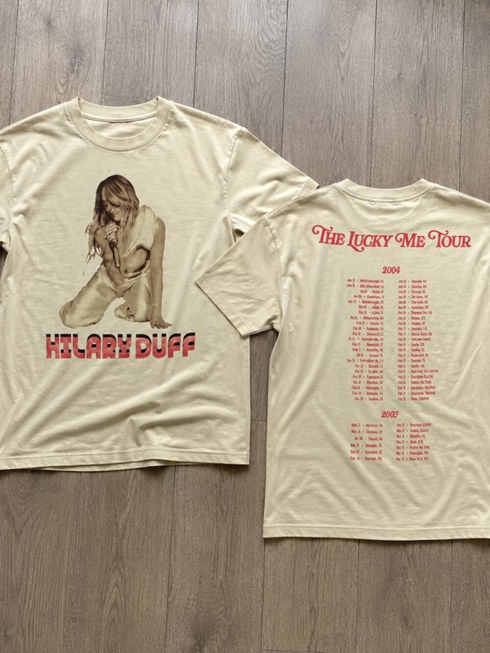 Hilary Duff The Lucky Me Tour 2026 Abstract Logo Double Sided Graphic T-Shirt